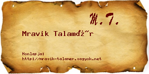 Mravik Talamér névjegykártya